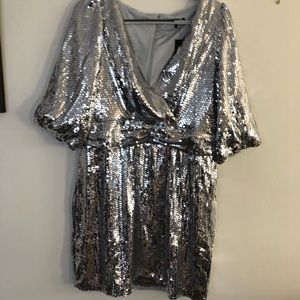 Silver Sequin Mini Dress
